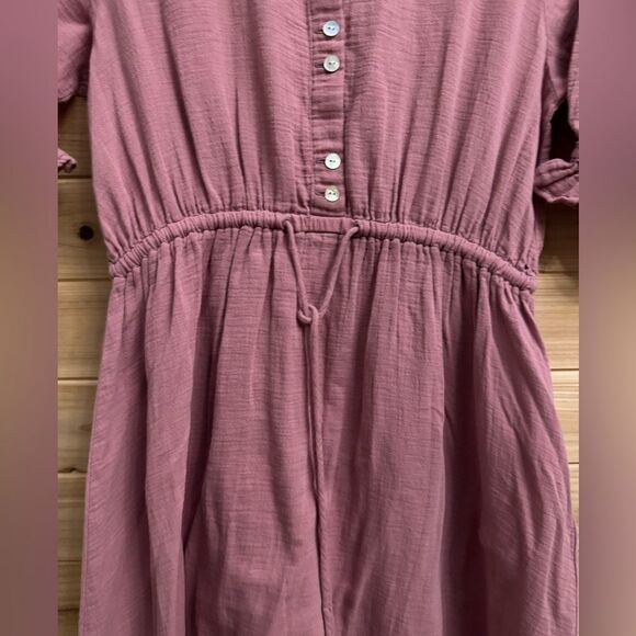 Outerknown Size Medium Organic Cotton Oydssey Peasant Tiered Midi Dress - Picture 3 of 13